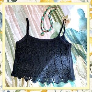 Vintage Sol Wear Crocheted Cropped Cami in Black